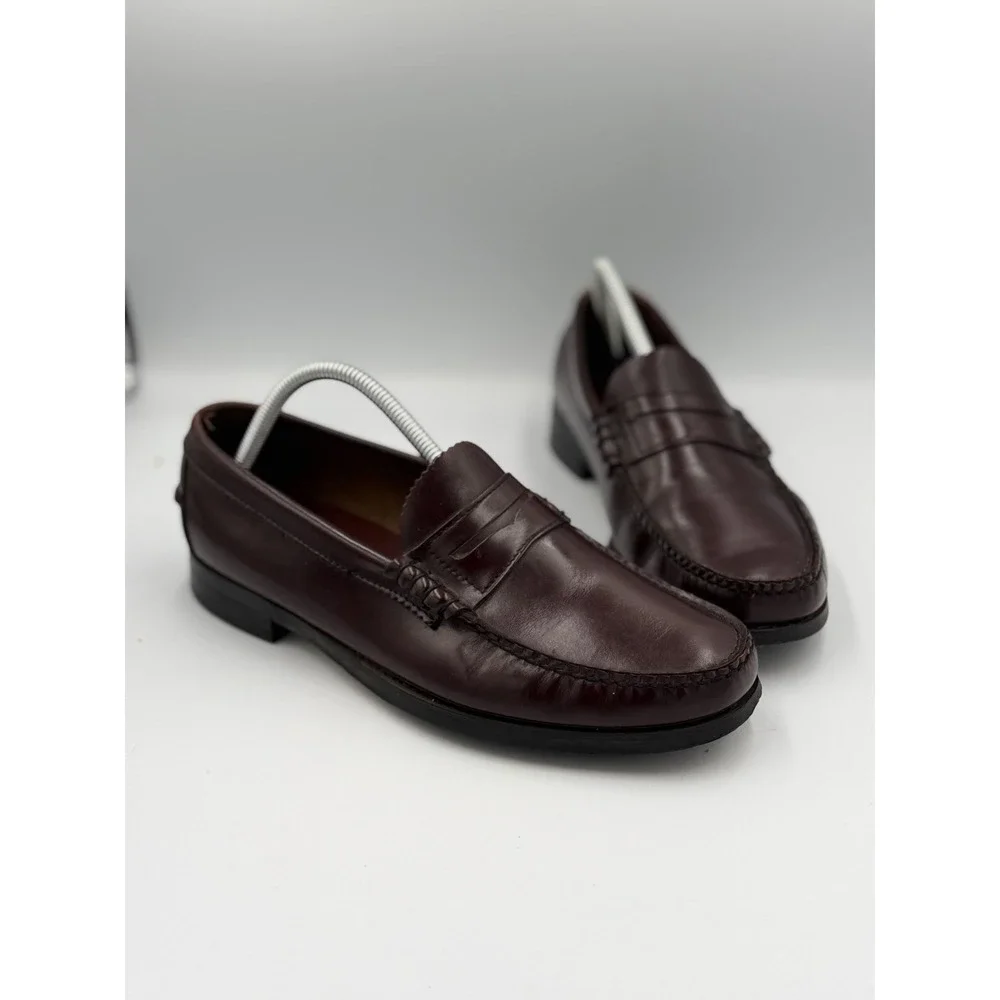 Vintage Dexter Burgundy Penny Loafers Men's Size 9E Made in USA Leather Slip On
